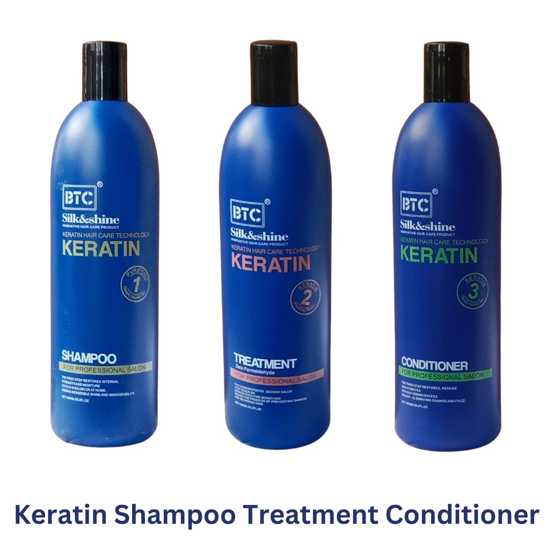 BTC Silk & Shine 1000ml Pack of 3 Innovative Hair Care Brazil Keratin 3 in 1 (Shampoo+Keratin+Conditioner)